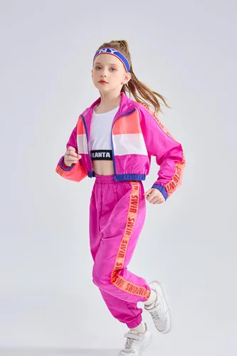 Vista 2 de Conjunto de ropa de baile para niñas, disfraz moderno de equipo de jazz de hip hop, conjuntos de ropa de baile para niñas