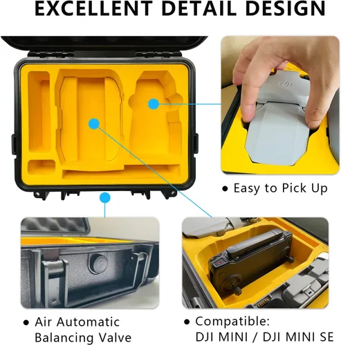 Vista 6 de Funda rígida impermeable para DJI Mini 2, compatible con DJI Mini2/Mini / DJI Mini SE, funda de transporte portátil compacta para Mavic Mini 2 Fly