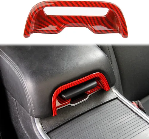 crosselec Reposabrazos de fibra de carbono rojo con mango de caja de tazón, accesorios de decoración interior para Dodge Charger 2011-2021/Chrysler