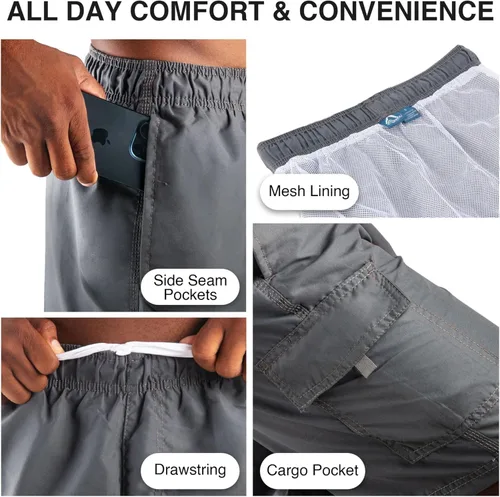 Vista 3 de Kanu Surf Men's Havana Swim Trunks (Regular & Extended Sizes)