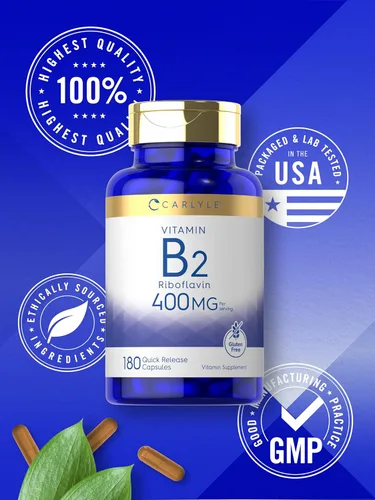 Vista 6 de Carlyle Vitamina B-2 400 mg 180 unidades Suplemento sin OMG, sin gluten Riboflavina B2