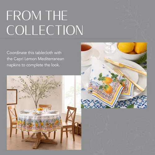 Vista 5 de Elrene Home Fashions Capri Lemon - Mantel de tela mediterránea con doble borde, rectangular, 60 x 144 pulgadas