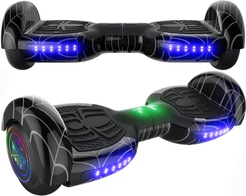 Hoverboard con patrón de araña para niños de 6 a 12 años, con altavoz Bluetooth y luces LED, tabla deslizante de 6.5 pulgadas, certificado de Negro de Qike (Jinhua) Robot Technology Co., Ltd.