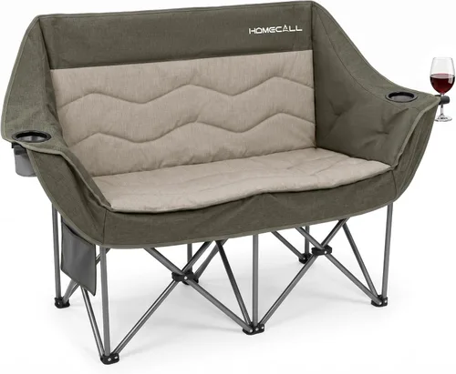 Vista 10 de HOMECALL Silla de campamento doble de gran tamaño para adultos, soporte de sofá biplaza plegable resistente de 700 libras, sofá de campamento extra