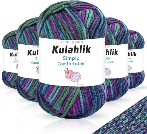 Vista 45 de Hilo acrílico de 1.76 oz (1 x 1.76 oz) para tejer y tejer, hilo de hilo degradado colorido, 1 rollo de madejas, hilo acrílico multicolor, perfecto