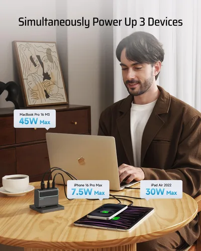 Vista 3 de CUKTECH 10 10000mAh 100W Power Bank+100W USB C Cargador de pared Combo, Bloque de cargador portátil para MacBook Pro/Air, iPad Pro, iPhone