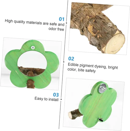 Vista 6 de Jaula de periquitos espejo para mascotas con forma acrílica canarios juguete loro, perca, flor verde, pinzón, pájaros, jaula de conure