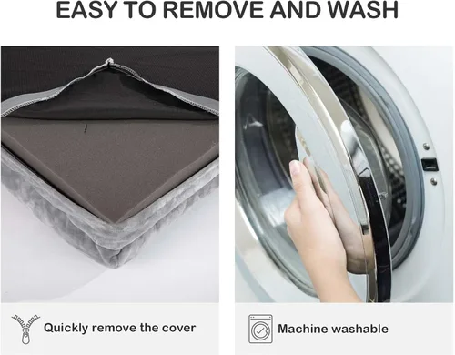 Vista 5 de Camas para perros medianos, cama lavable para perros con funda extraíble, cama ortopédica para perros con forro impermeable, sofá de espuma