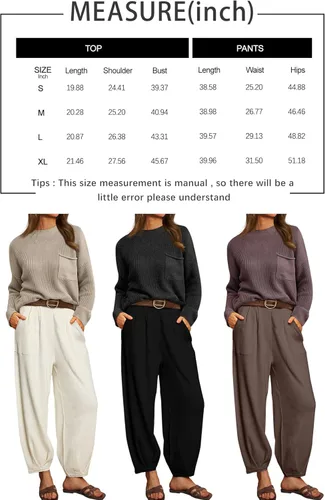 Vista 5 de LILLUSORY Conjunto de 2 piezas para mujer, conjunto de suéter y pantalones de gran tamaño para otoño 2023
