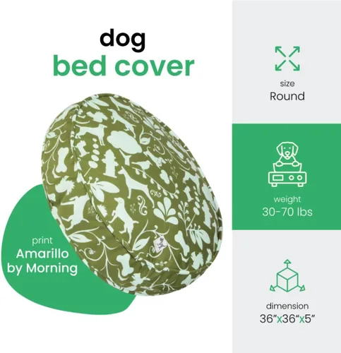 Vista 2 de Molly Mutt Funda para cama de perro de tamaño mediano a grande, estampado amarillo por mañana, mide 36 x 5 pulgadas, 100% algodón, duradera