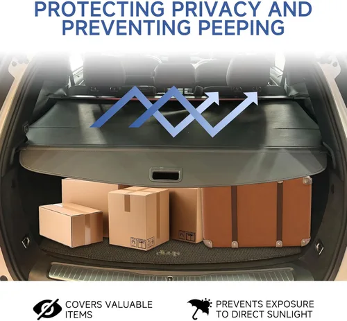 Vista 4 de FARBIN Cobertura para maletero retráctil para Toyota RAV4 2013 2014 2015 2016 2017 2018, cubierta de maletero retráctil impermeable con protección