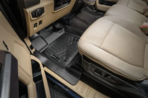 Vista 2 de SMARTLINER Juego de alfombrillas de piso de ajuste personalizado de 2 filas compatibles con Ford F-150 2015-2025