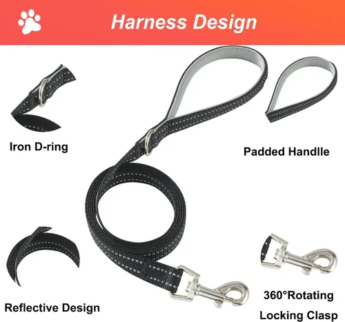 Vista 5 de Hipubby Juego de arnés para perro, tamaño pequeño y correa, chaleco de malla suave sin tirones, arnés reflectante transpirable ligero para mascotas