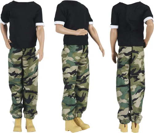 Vista 3 de E-TING 3 Sets Doll Casual Wear Clothes Overalls Jacket Pants Outfits with 3 Pair Shoes for 12 Inches Dolls