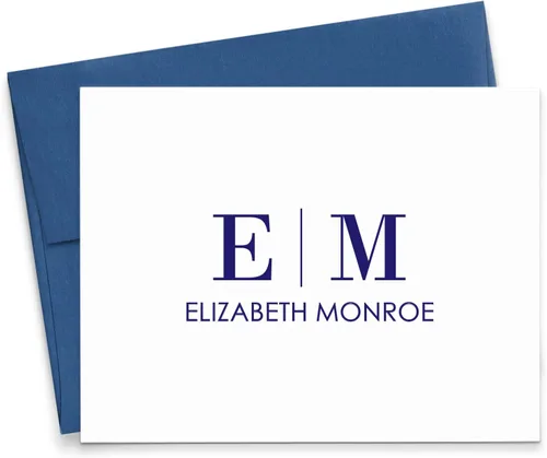 Personalized Monogrammed Stationery Note Cards With Envelopes, FOLDED Initial Notecards For Letter Writing, Custom Monogram Thank You Card,