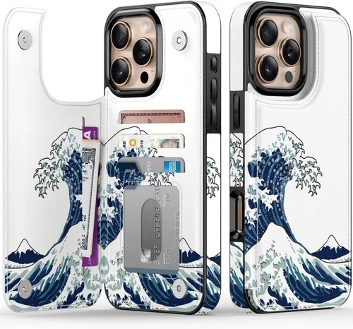 Vista 475 de LETO para iPhone 15 Pro Funda tipo cartera - Tapa tipo folio con patada - Diseños de moda - Tarjetero - Funda protectora para mujeres y niñas - 6.1