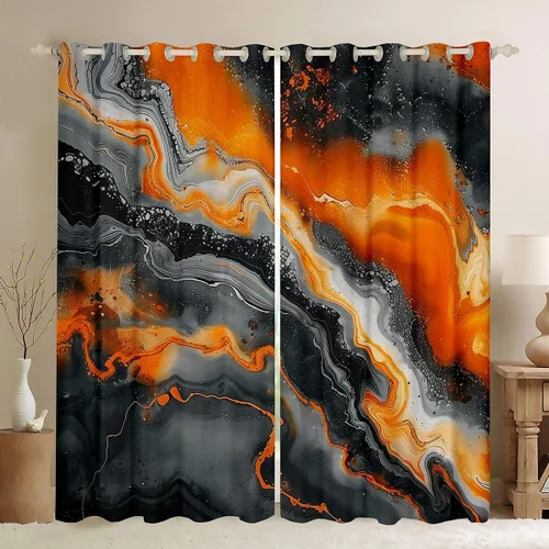 Vista 27 de Feelyou Cortinas abstractas para dormitorio, sala de estar, cortinas opacas de oscurecimiento negro y azul, con estampado de mármol, 2 paneles de 38