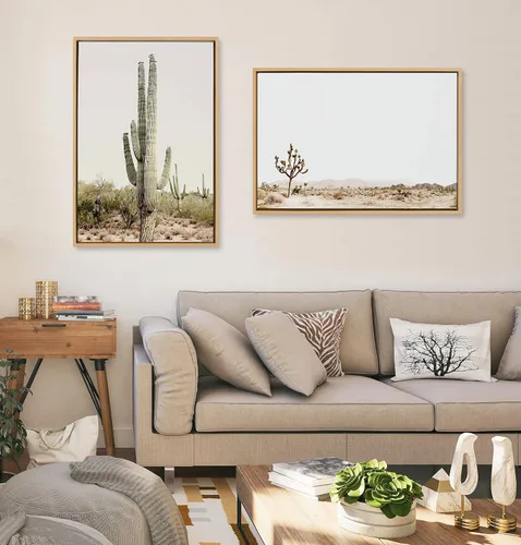 Vista 6 de Kate and Laurel Sylvie Lone Joshua Tree - Lienzo enmarcado para pared, diseño de Amy Peterson Art Studio Natural