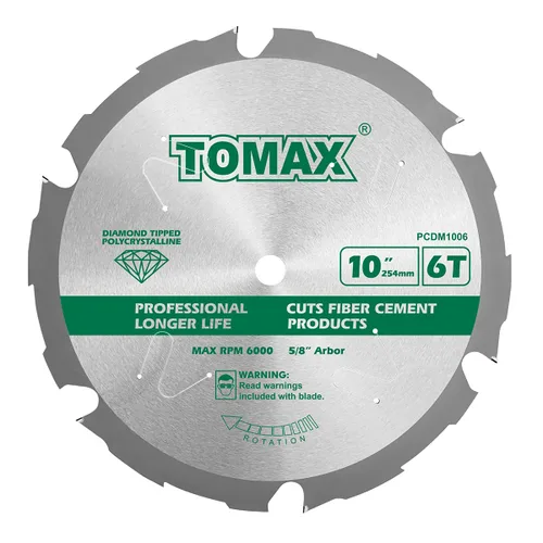 Vista 5 de TOMAX PCDM61204 - Disco de sierra de 6 1/2 pulgadas con 4 dientes de punta de diamante policristalino (PCD) para fibra cemento Hardie, con mandril