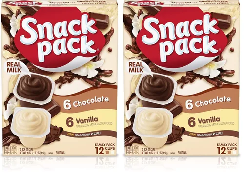Vista 8 de Snack Pack Paquete familiar de tazas de pudín con sabor a chocolate y vainilla, 12 tazas de pudín