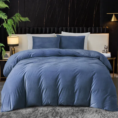 Vista 11 de Ivellow Funda de edredón de terciopelo de tamaño queen, color morado, 3 piezas, ultrasuave, transpirable, de terciopelo de franela, cierre