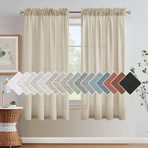 Vista 57 de H.VERSAILTEX Cortinas texturizadas de lino con filtro de luz para sala de estar, tratamiento de ventanas, cortinas naturales y duraderas