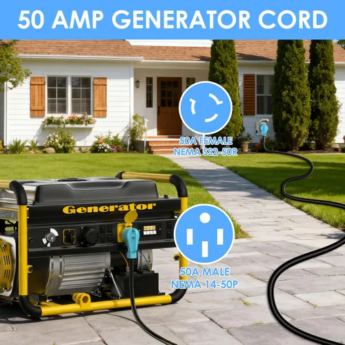 Vista 5 de CircleCord Cable de generador y caravana de 50 amperios de 15 pies con conector de bloqueo, cable STW de calibre 6/3+8/1, macho de 14-50P y hembra