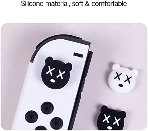 Vista 3 de PERFECTSIGHT Lindas tapas de agarre para pulgar compatibles con consola Nintendo Switch OLEDLite, funda de botón analógico de silicona suave Kawaii