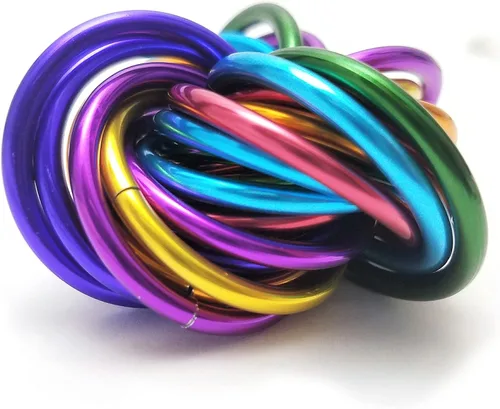 Vista 13 de Bola Fidget Möbii (MultiColor): Herramienta de juguete silenciosa para aliviar el estrés, ansiedad y estimular el ADHD para el hogar, viajes, Cromo