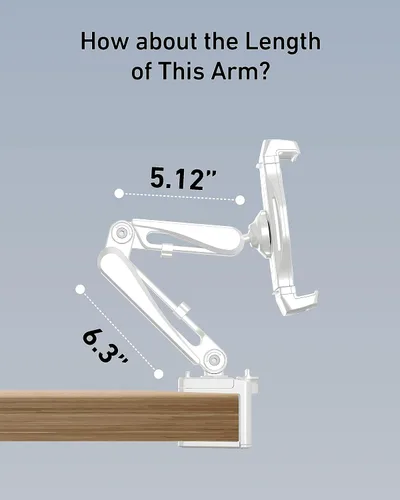 Vista 5 de Soporte de aluminio para tableta, soporte ajustable para iPad con rotación de 360°, soporte para tableta para escritorio/cabecera