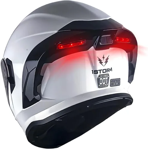 Vista 21 de 1Storm Nuevo casco modular de cara completa para motocicleta, escudo solar de doble visera con luz trasera LED recargable: LED-X90 rosa brillante