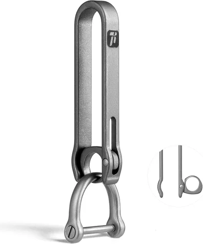 Vista 8 de Belt Key Holder,Titanium Belt Loop Keychain Clip,EDC Quick Release Belt Key Chain,Belt Key Clip with D ring for Men