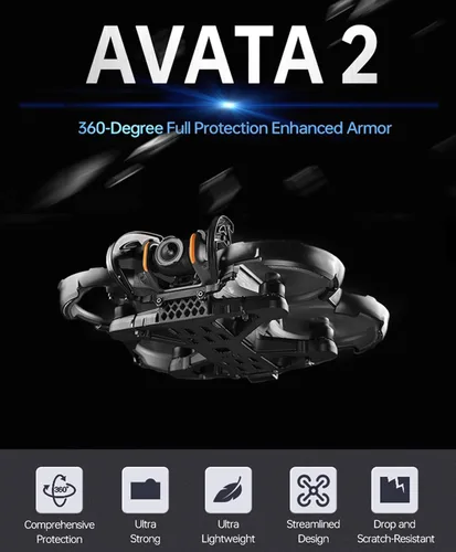Vista 2 de Kit completo de protección para DJI Avata2 – 360° antigolpes y arañazos, anillo de parachoques, parachoques cardán, chasis, cubierta superior