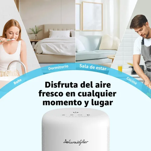 Vista 7 de Deshumidificador para el hogar, pequeños deshumidificadores silenciosos para tanque de agua de 44 onzas, descongelación y apagado automático, 10