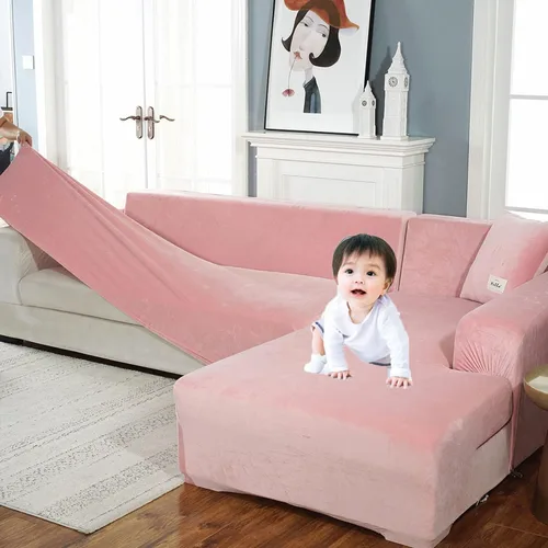 Vista 19 de Funda elástica para sofá en forma de L para sofá seccional, fundas de sofá para perros, mascotas, niños, fundas protectoras de muebles para sofá