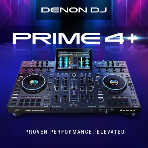 Vista 10 de Denon DJ PRIME 4+ Controlador de DJ independiente con separación de Stem en 4 plataformas, transmisión Wi-Fi, mezclador Drop Sampler, pantalla
