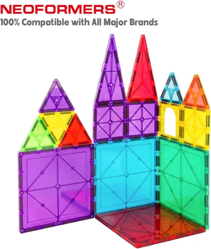 Vista 4 de 12 piezas de azulejos magnéticos grandes, placas base magnéticas jumbo, bloques de construcción magnéticos STEM para niños