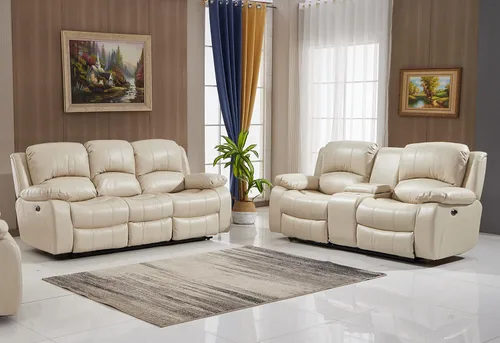 Vista 11 de Betsy Furniture Juego de sala de estar de cuero regenerado reclinable eléctrico (negro, sofá)