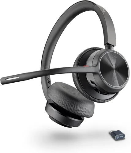 Vista 7 de Poly Voyager 4320 UC Auriculares Inalámbricos y Soporte de Carga - Auriculares Inalámbricos con Cancelación de Ruido con Micrófono - Conecta a PC
