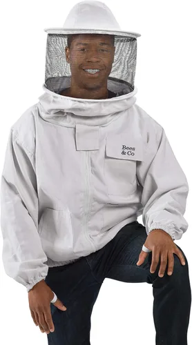 Vista 5 de Bees & Co K73 Chaqueta de apicultor de algodón natural con velo redondo