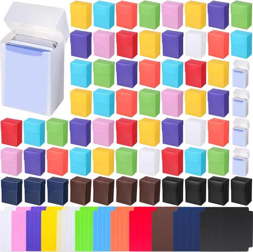 Vista 7 de Leyndo Paquete de 24 cajas de cartas TCG, caja de almacenamiento de tarjetas intercambiables, gran capacidad con divisores, se adapta a más de 80
