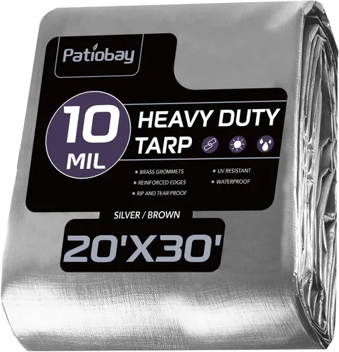 Vista 10 de Lona grande de 8x10 pies, 16 mil de alta resistencia impermeable con ojales cada 23.6", plástico grueso de 420D, resistente a los rayos UV, a