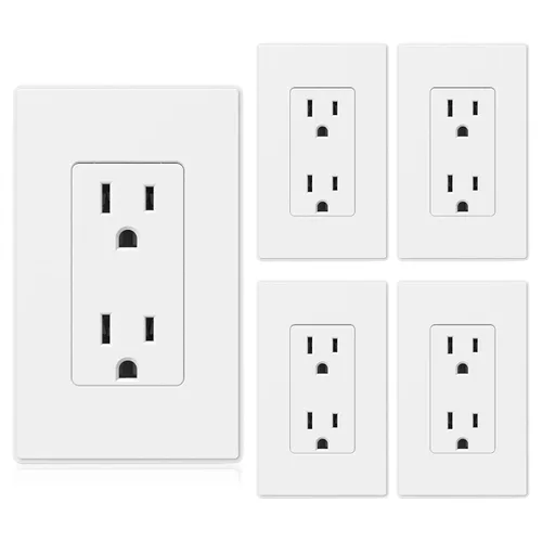 Vista 29 de ELEGRP Receptáculo Decorativo, tomacorriente de pared eléctrico estándar de 15A 125V, sin TR, 2 polos 3 cables, grado residencial con conexión a