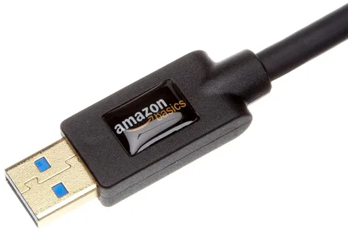 Vista 2 de Amazon Basics Cable de extensión USB-A 3.0, 4.8Gbps de alta velocidad, conectores chapados en oro macho a hembra, 3.3 pies, negro
