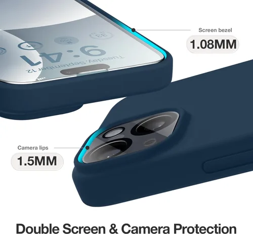 Vista 511 de GONEZ Funda magnética para iPhone 14, compatible con Magsafe, con protector de pantalla + protector de cámara, forro de microfibra antiarañazos