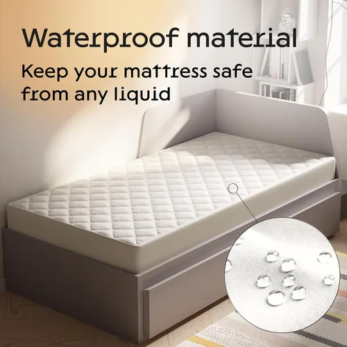 Vista 3 de Protector de colchón individual 100% impermeable, protección de 360 almohadillas contra derrames, manchas y accidentes para padres y dueños