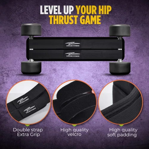 Vista 6 de Cinturón de empuje de cadera, entrenador de glúteos doble acolchado con diseño antideslizante, cinturón de peso resistente para mancuernas
