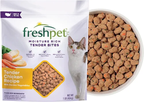 Fresh Pet Select - Comidas refrigeradas asadas para gatos Receta de pollo con zanahorias y espinacas, 1 libra