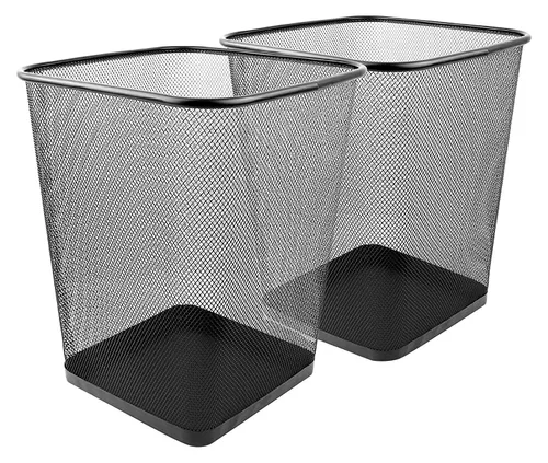 Greenco Botes de basura pequeños para el hogar o la oficina, 2 unidades, 6 galones, cuadrados de malla negra para el hogar, oficina, ligero Negro