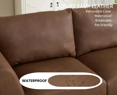 Vista 7 de EALSON Sofá modular seccional asiento medio sofá modular de piel sintética Asiento individual pieza seccional con funda extraíble marrón